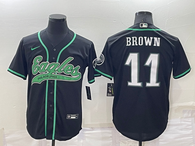 Men's Philadelphia Eagles A.J. Brown #11 Black Jersey Joint Edition